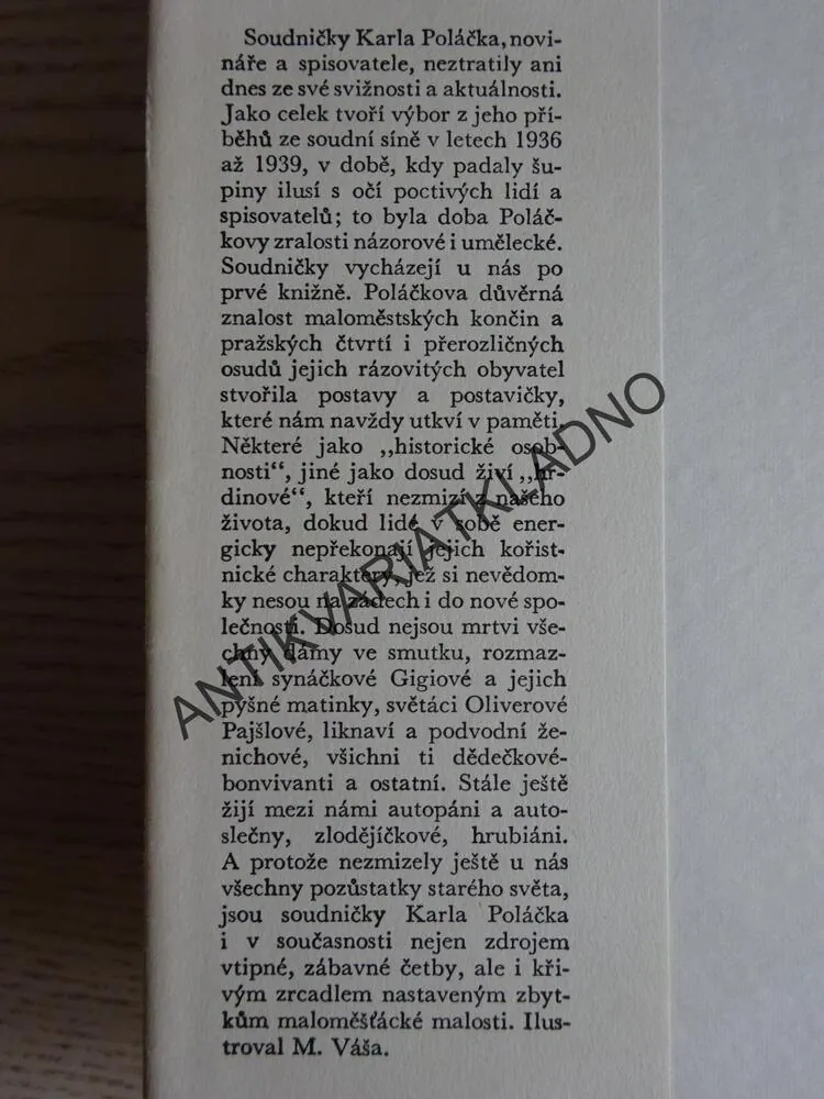 ZE SOUDNÍ SÍNĚ, KAREL POLÁČEK, **an