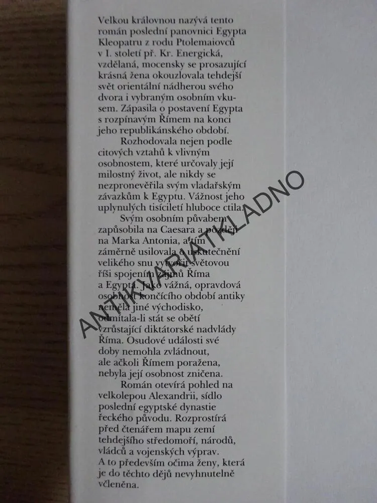 VELKÁ KRÁLOVNA KLEOPATRA, VLASTA BRTNÍKOVÁ, **an