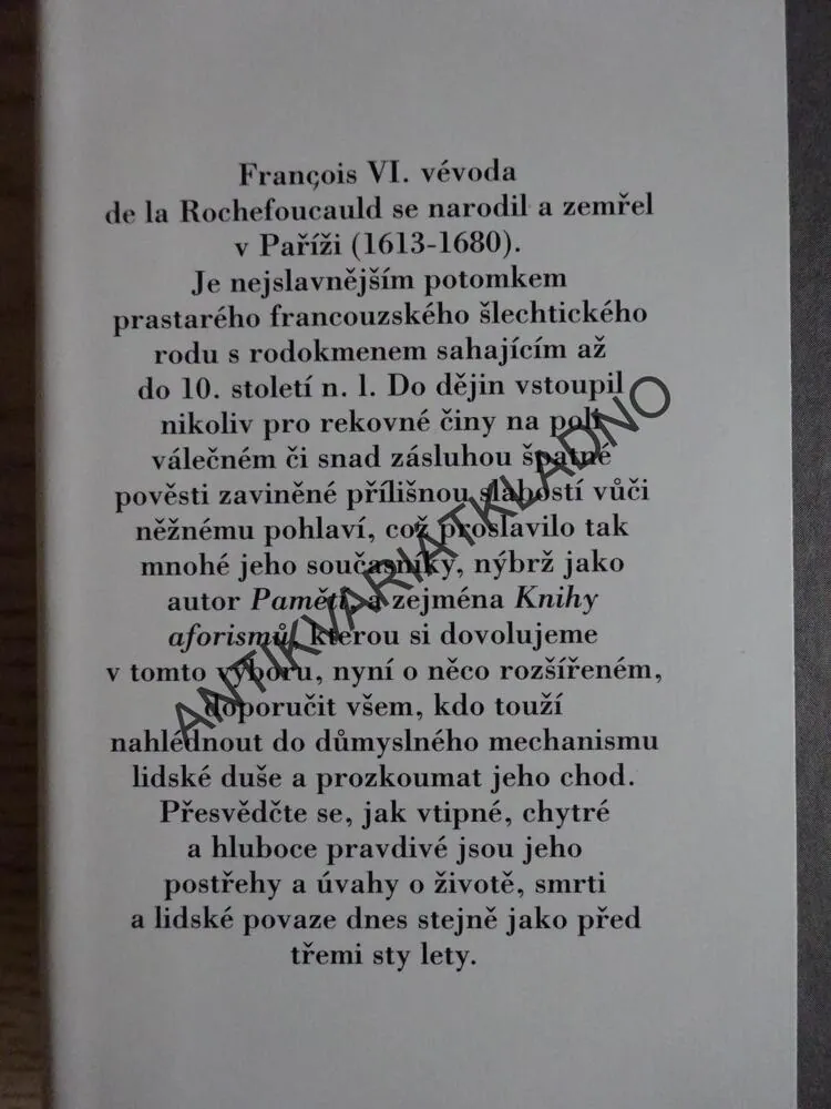 KRUTÁ KNIHA AFORISMŮ, FRANOIS DE LA ROCHEFOUCAULD, **an