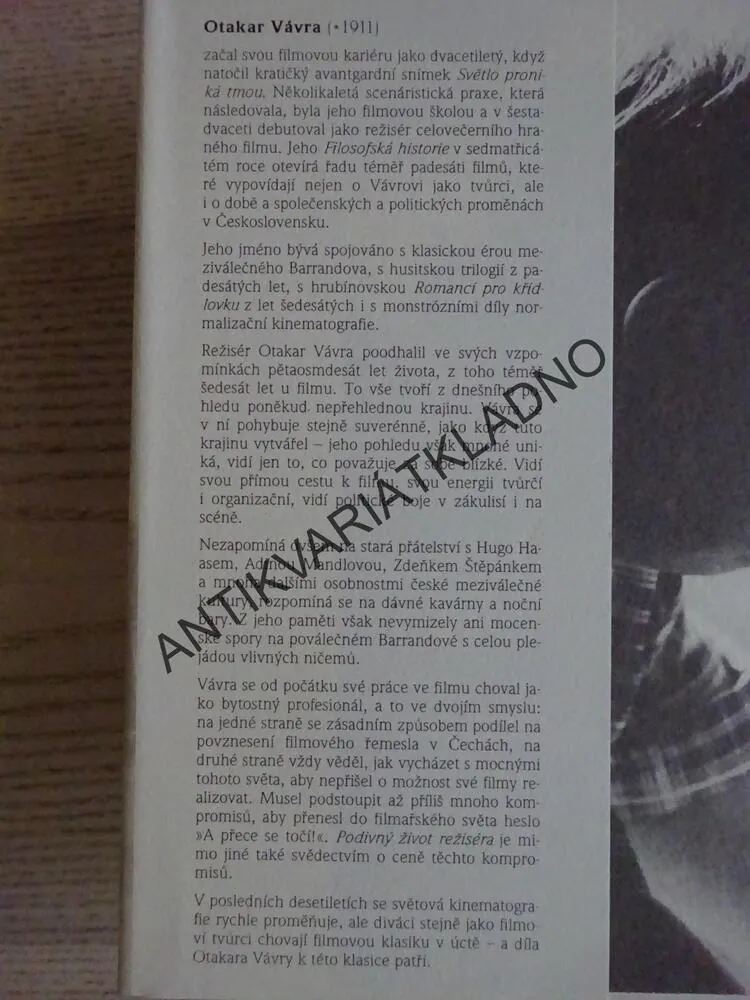 PODIVNÝ ŽIVOT REŽISÉRA, OTAKAR VÁVRA, **an