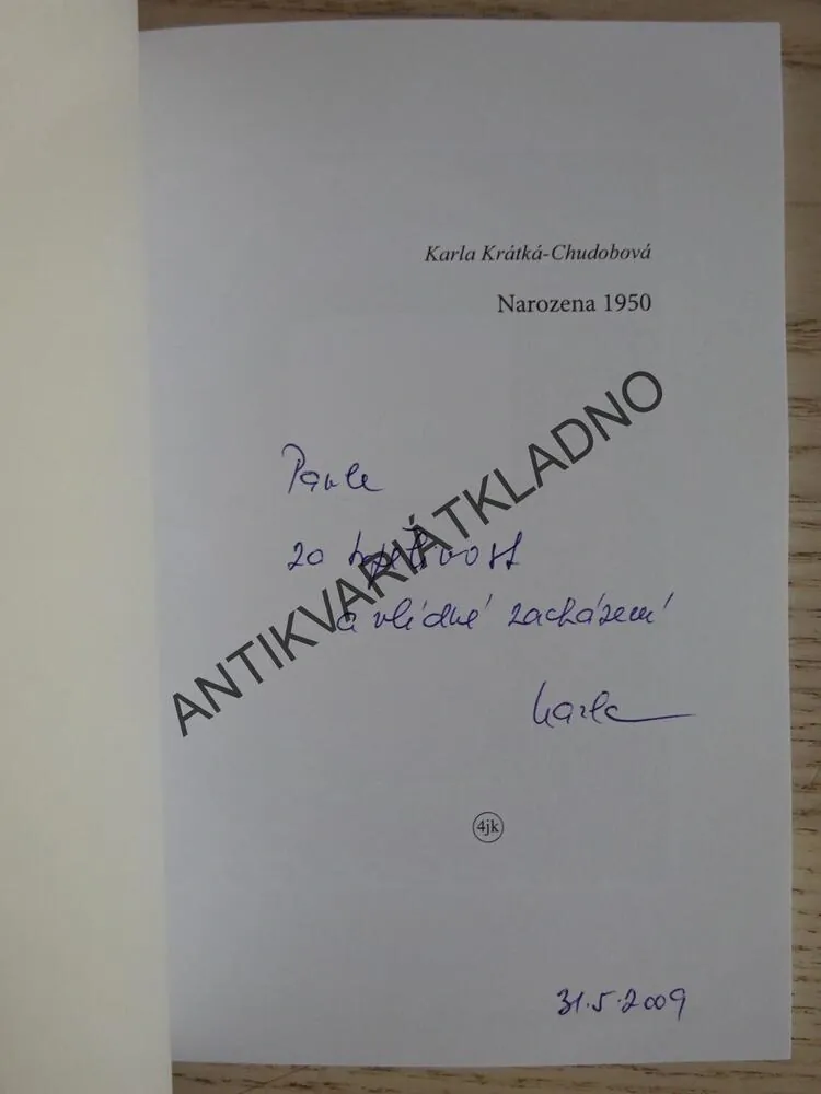 NAROZENA 1950, KARLA KRÁTKÁ - AUTOGRAM, **an