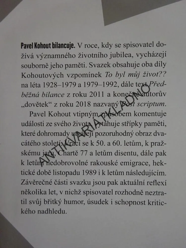 TO BYL MŮJ ŽIVOT??, PAVEL KOHOUT, **an