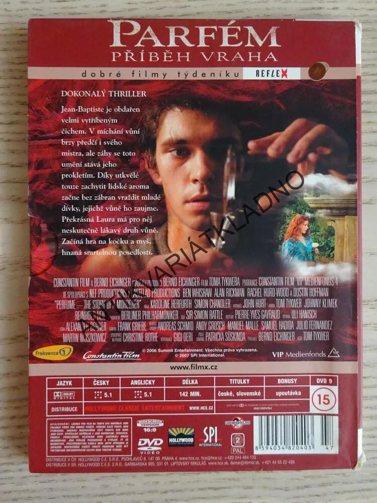 PARFÉM, PŘÍBĚH VRAHA,RICKMAN,HOFFMAN, DVD FILM
