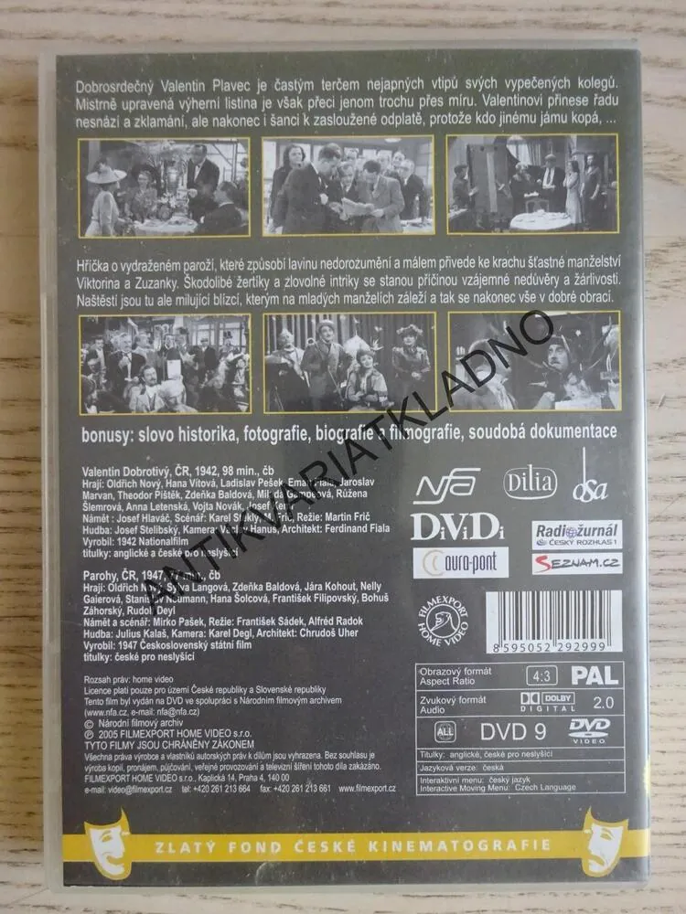 VALENTIN DOBROTIVÝ, PAROHY, 2X OLDŘICH NOVÝ, DVD FILM ČR