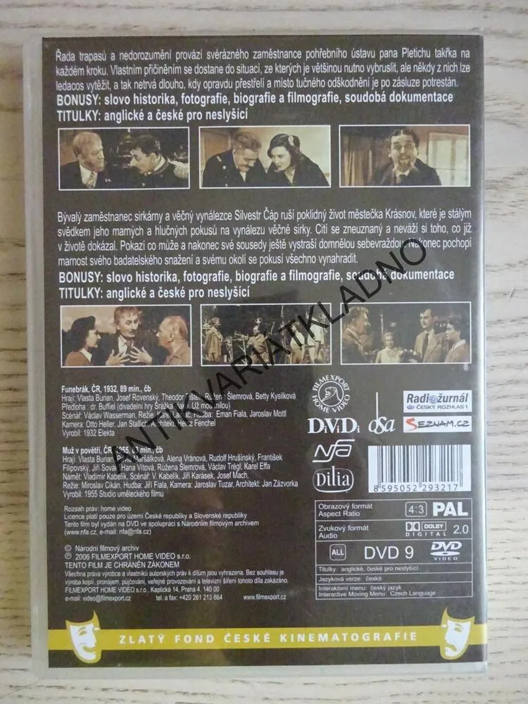 FUNEBRÁK, MUŽ V POVĚTŘÍ, 2X VLASTA BURIAN, DVD FILM ČR