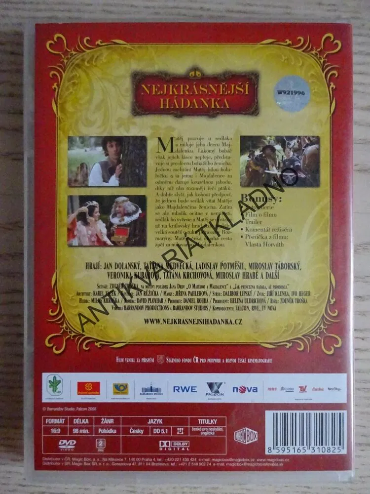 NEJKRÁSNĚJŠÍ HÁDANKA, DVD FILM