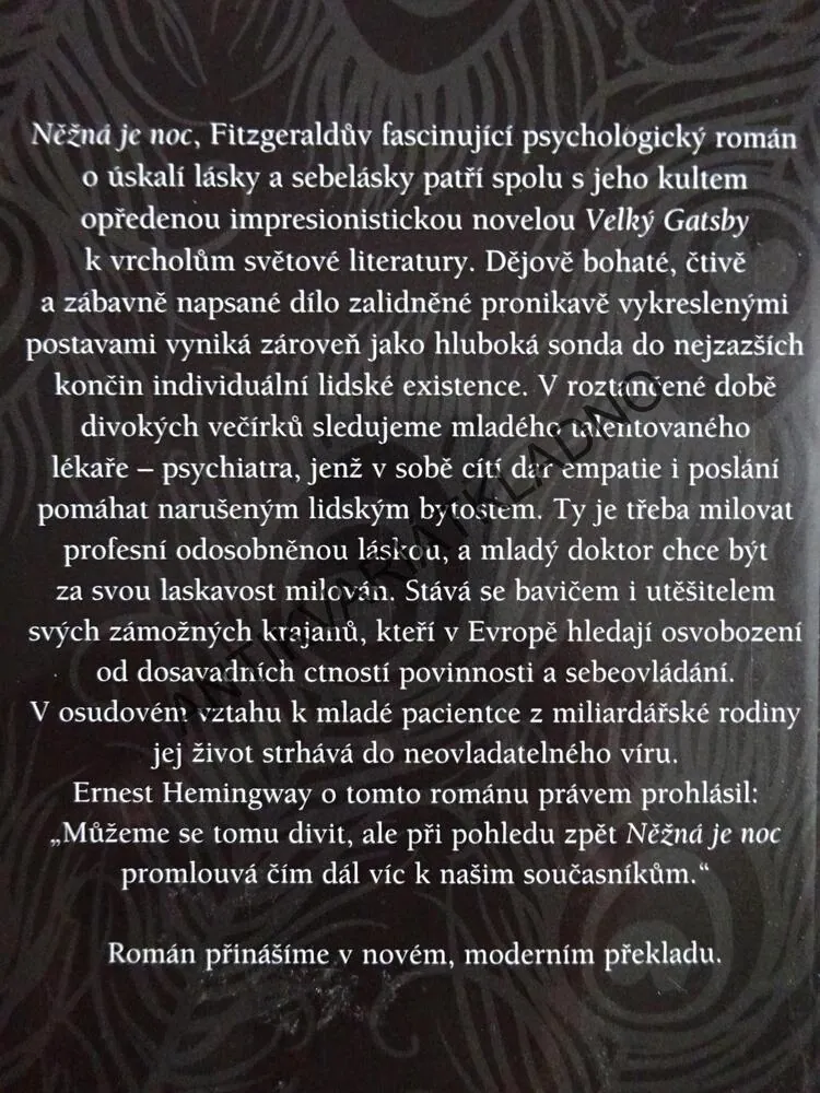 NĚŽNÁ JE NOC, FRANCIS SCOTT FITZGERALD, **an