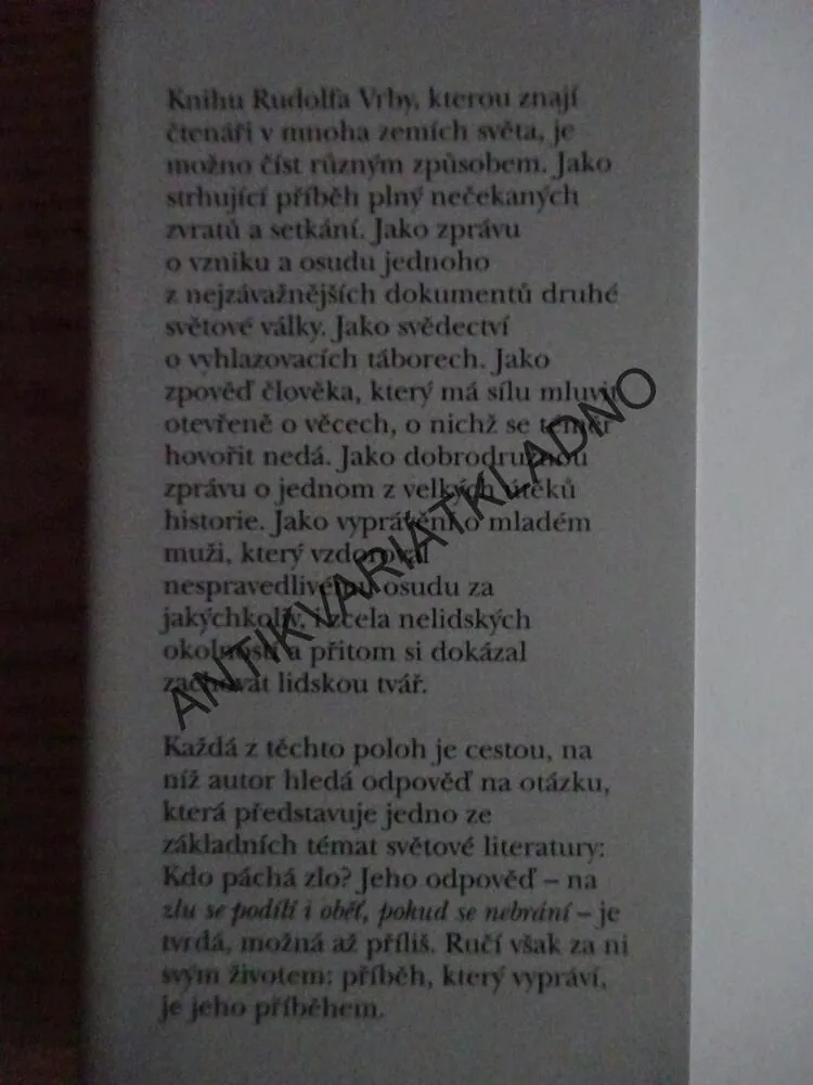 UTEKL JSEM Z OSVĚTIMI, RUDOLF VRBA, **an