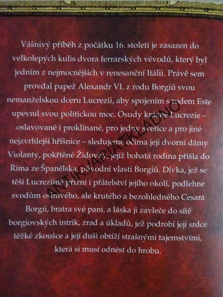 HŘÍCHY RODU BORGIŮ, SARAH BOWEROVÁ, **an