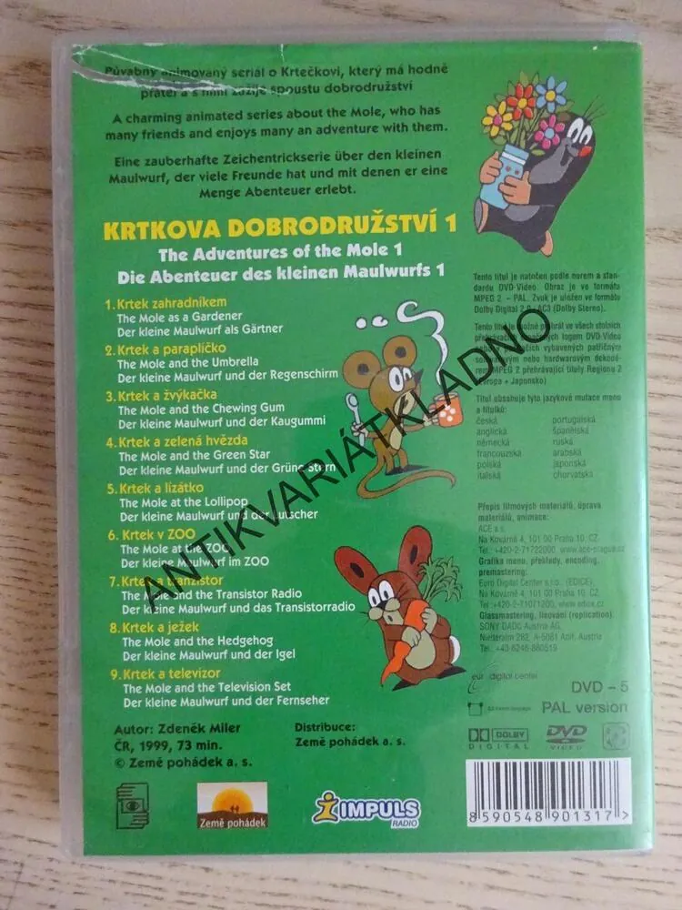 KRTEK- KRTKOVA DOBRODRUŽSTVÍ 1., DVD FILM POHÁDKA