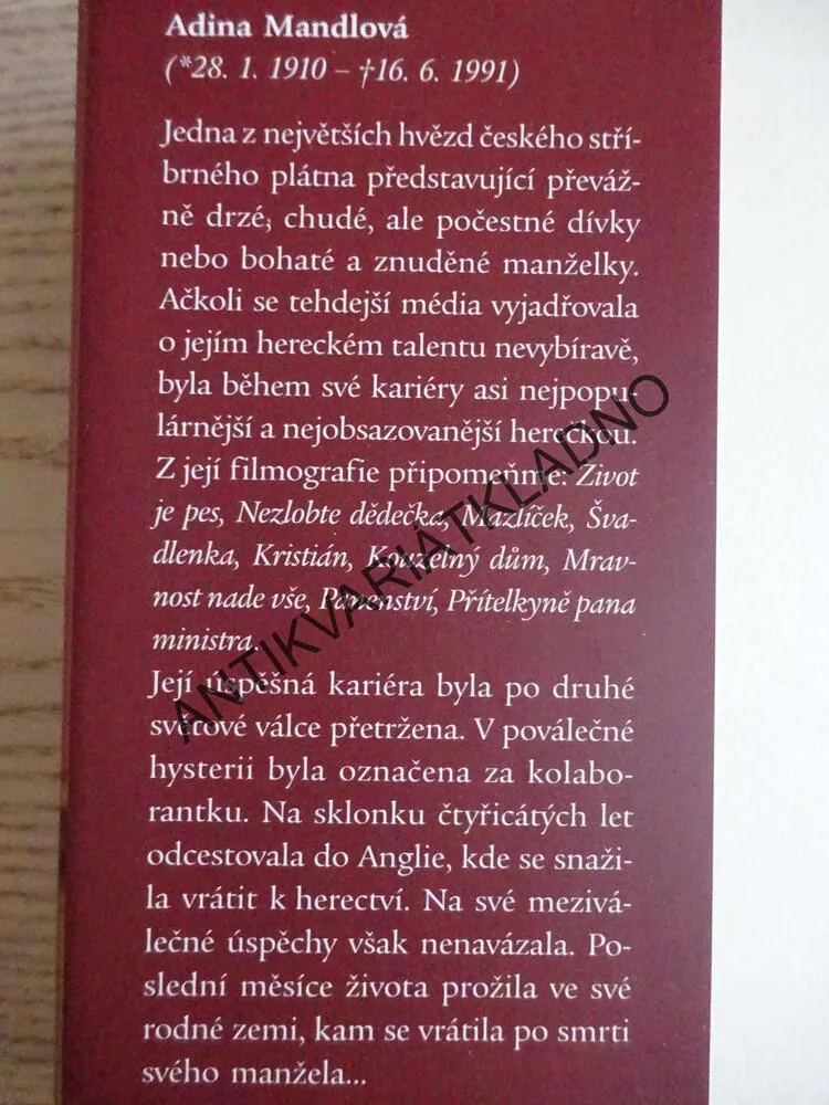 (NE)NÁVRATY ADINY MANDLOVÉ, VÁCLAV JUNEK, ADINA MANDLOVÁ, **an