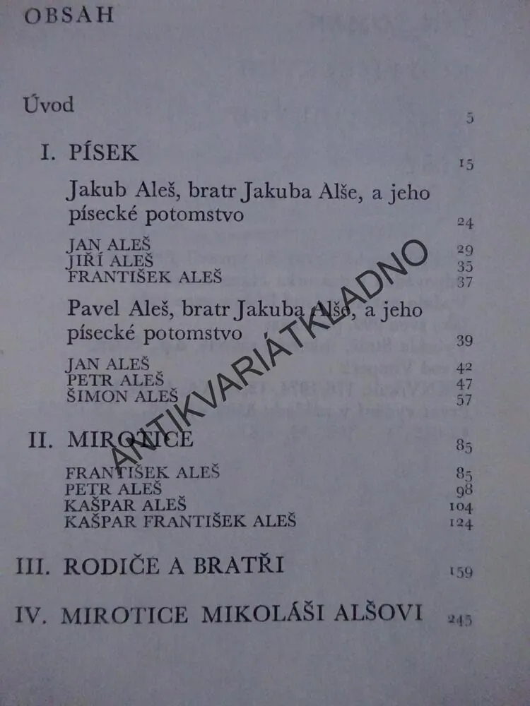 ROD PÍSECKÝCH A MIROTICKÝCH ALŠŮ, JAN TOMAN, **an