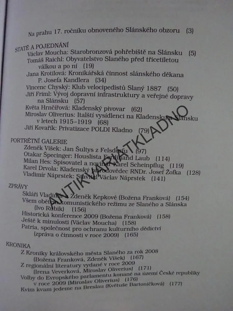 SLÁNSKÝ OBZOR, ROČNÍK 17 (117), ROK 2009, **an