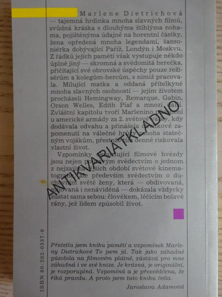 MARLENE DIETRICHOVÁ, TO JSEM JÁ, **an