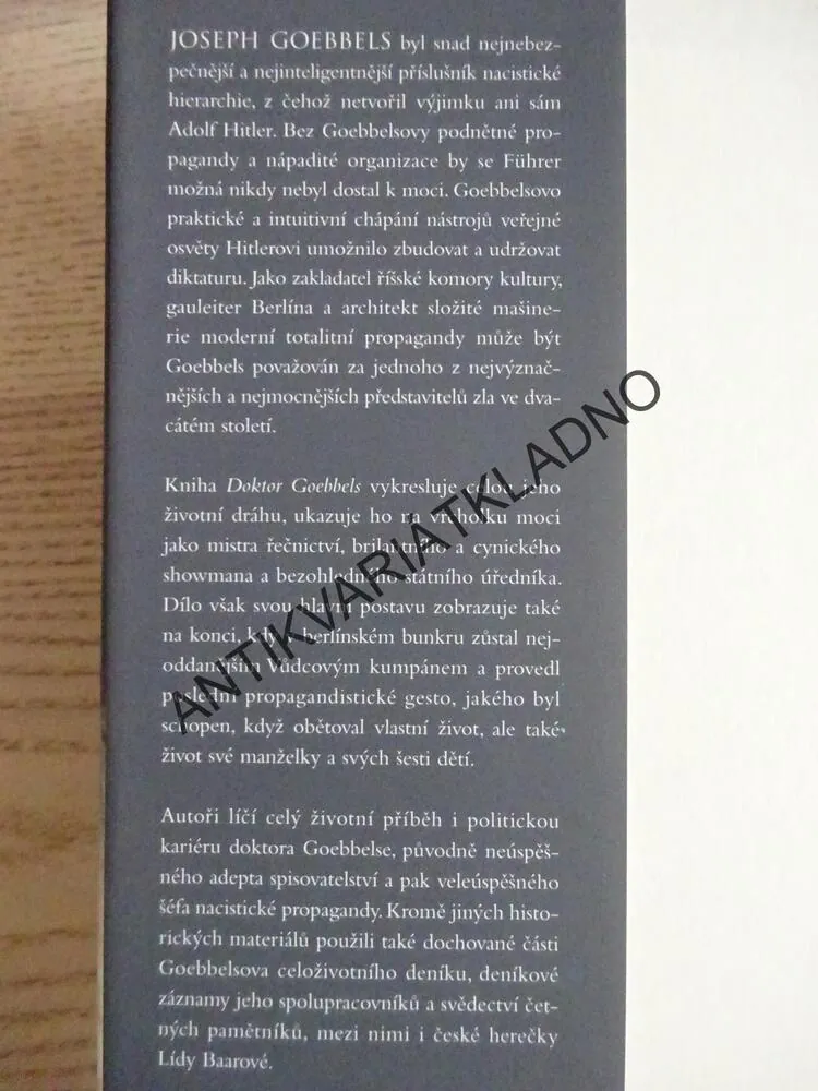 DOKTOR GOEBBELS, JEHO ŽIVOT A SMRT, JOSEPH GOEBBELS, **an