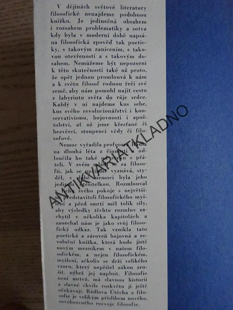 ÚTĚCHA Z FILOSOFIE, EMANUEL RÁDL, **an
