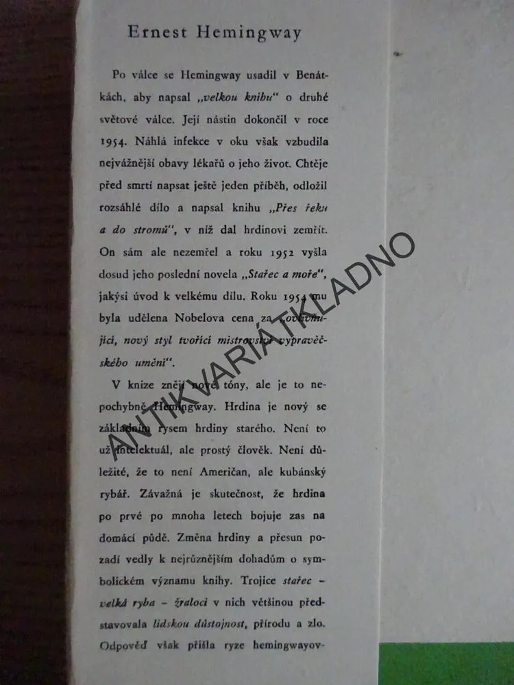 STAŘEC A MOŘE, ERNEST HEMINGWAY, **an