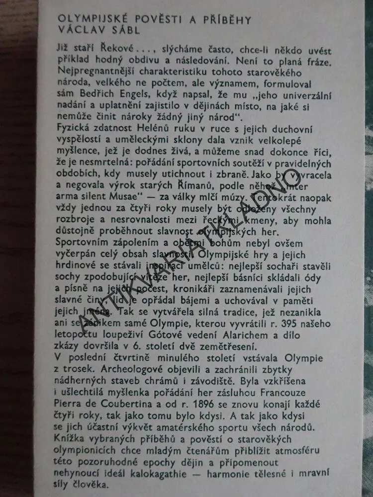 OLYMPIJSKÉ POVĚSTI A PŘÍBĚHY, VÁCLAV SÁBL, **an