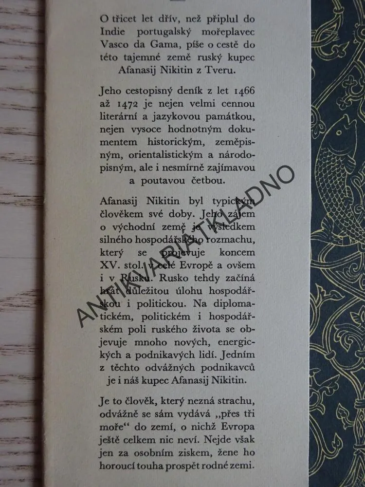 PUTOVÁNÍ RUSKÉHO KUPCE AFANASIJE NIKITINA PŘES TŘI MOŘE V XV. STOLETÍ DO INDIE, **an