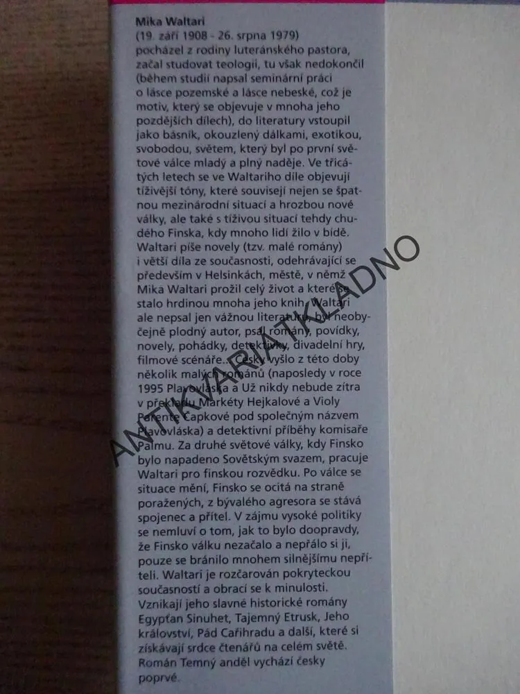 TEMNÝ ANDĚL, MIKA WALTARI, **an