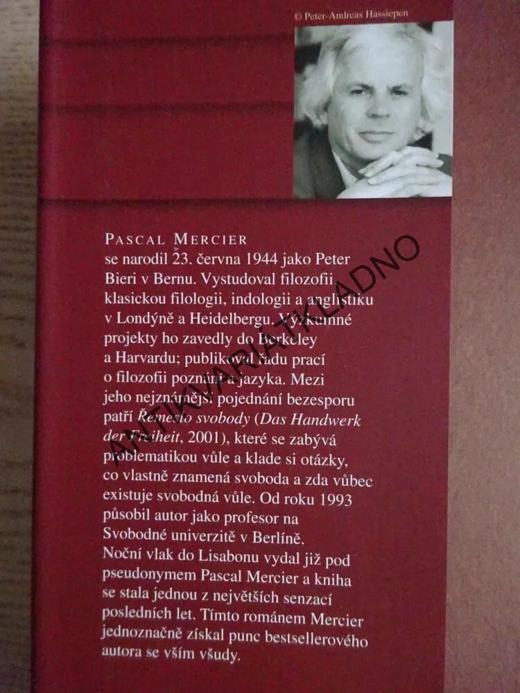 NOČNÍ VLAK DO LISABONU, PASCAL MERCIER, **an