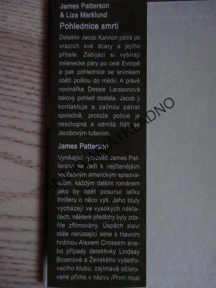 POHLEDNICE SMRTI, JAMES PATTERSON, LIZA MARKLUND, **an