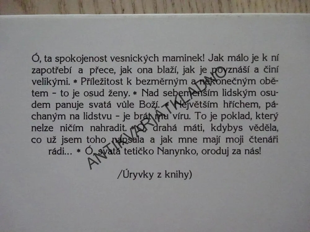 MATČIN OSUD, VLASTA JAVOŘICKÁ, **an