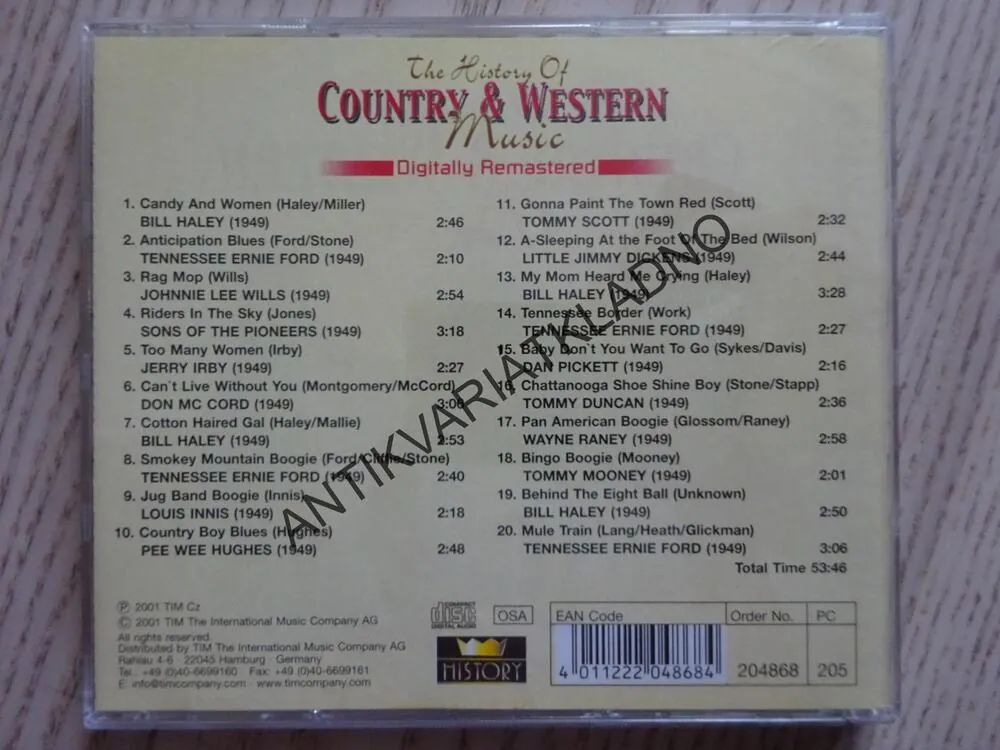 THE HISTORY OF COUNTRY AND WESTERN MUSIC, 16., CD HUDBA