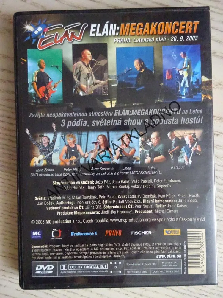 ELÁN: MEGAKONCERT, PRAHA, LETENSKÁ PLÁŇ 2003, DVD HUDBA
