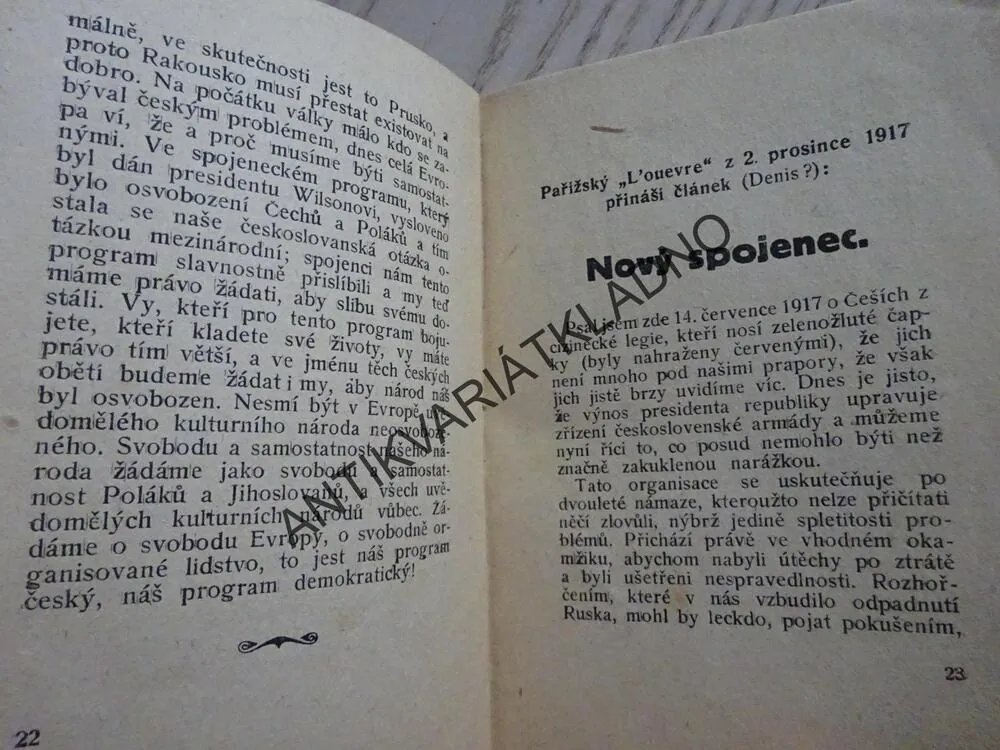 ŘEČ PROF. MASARYKA K ČECHOSLOVÁKŮM