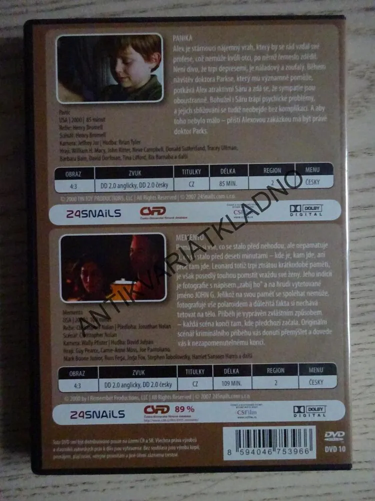 PANIKA, MEMENTO, 2 X DILM NA 1 DVD FILM