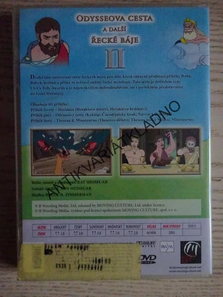 POHÁDKOVÉ ŘECKÉ MÝTY, ODYSSEOVA CESTA A DALŠÍ ŘECKÉ MÝTY, DVD FILM 