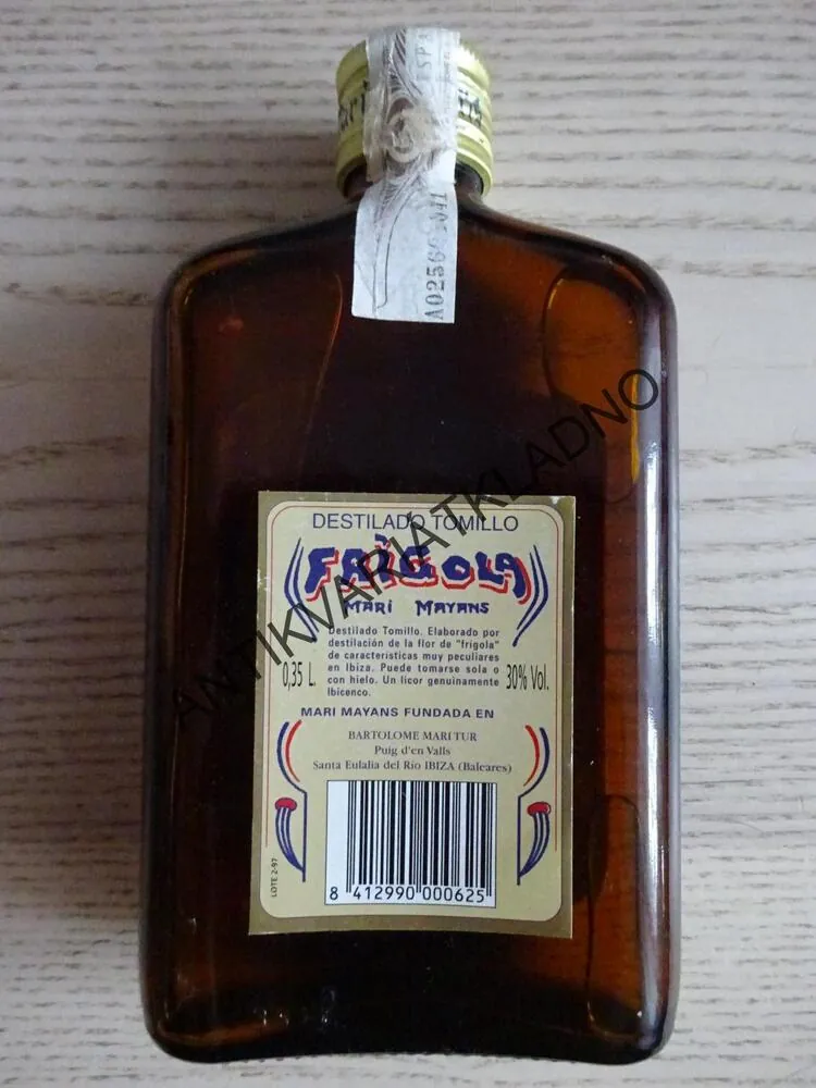 DESTILADO TOMILLO FRIGOLA, IBIZA, 0,35 L, 30 %, CCA 60-70 LÉTA