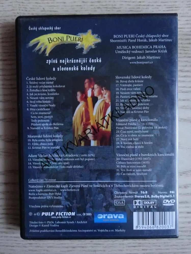 NEJKRÁSNĚJŠÍ ČESKÉ A SLOVENSKÉ KOLEDY NA DVD, BONI PUERI, DVD HUDBA