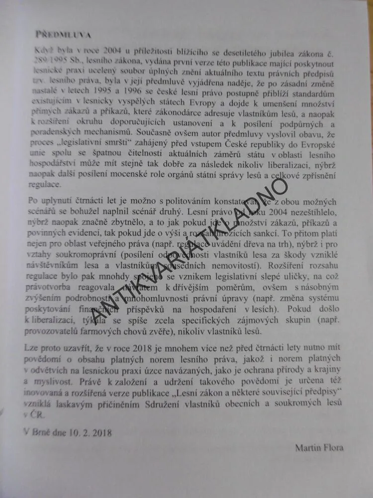 LESNÍ ZÁKON A NĚKTERÉ SOUVISEJÍCÍ PŘEDPISY STAV KE DNI 1.1.2018
