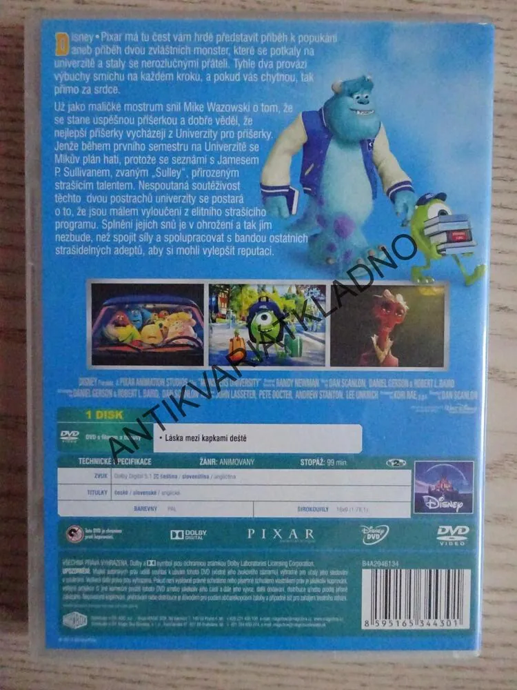 UNIVERZITA PRO PŘÍŠERKY, DVD FILM DISNEY PIXAR