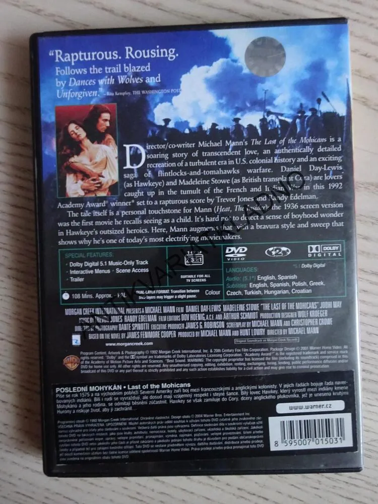 THE LAST OF THE MOHICANS, DVD FILM