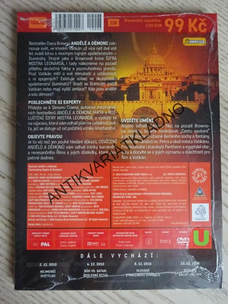OSVÍCENÍ ANDĚLŮ A DÉMONŮ, DVD FILM DOKUMENT