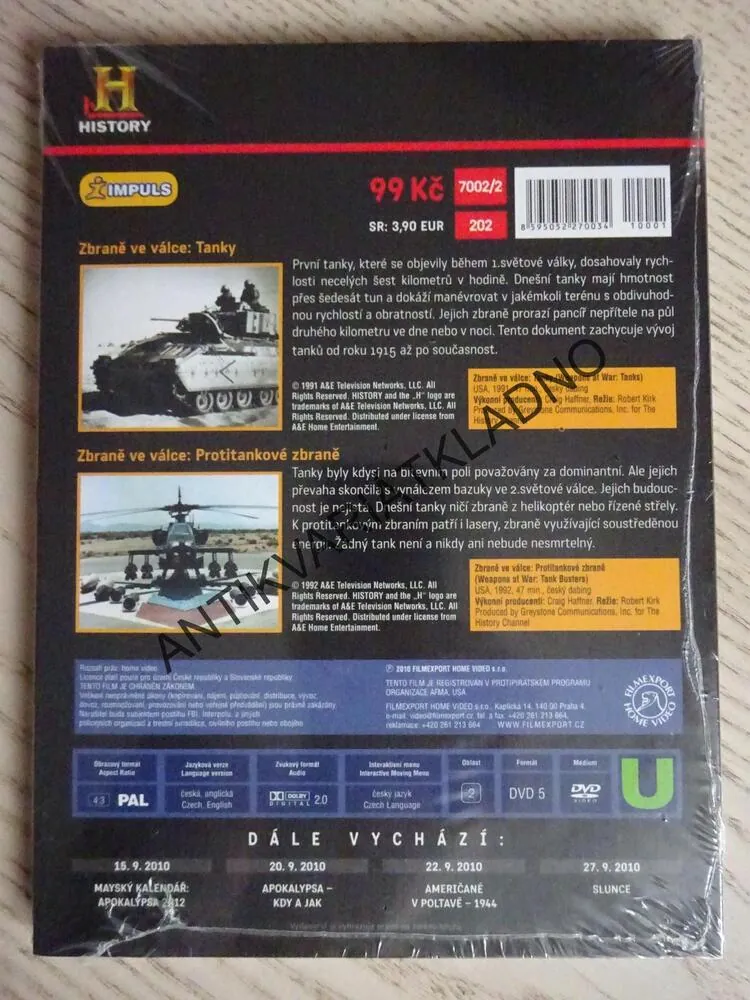 ZBRANĚ VE VÁLCE, TANKY A PROTITANKOVÉ ZBRANĚ, DVD FILM DOKUMENT