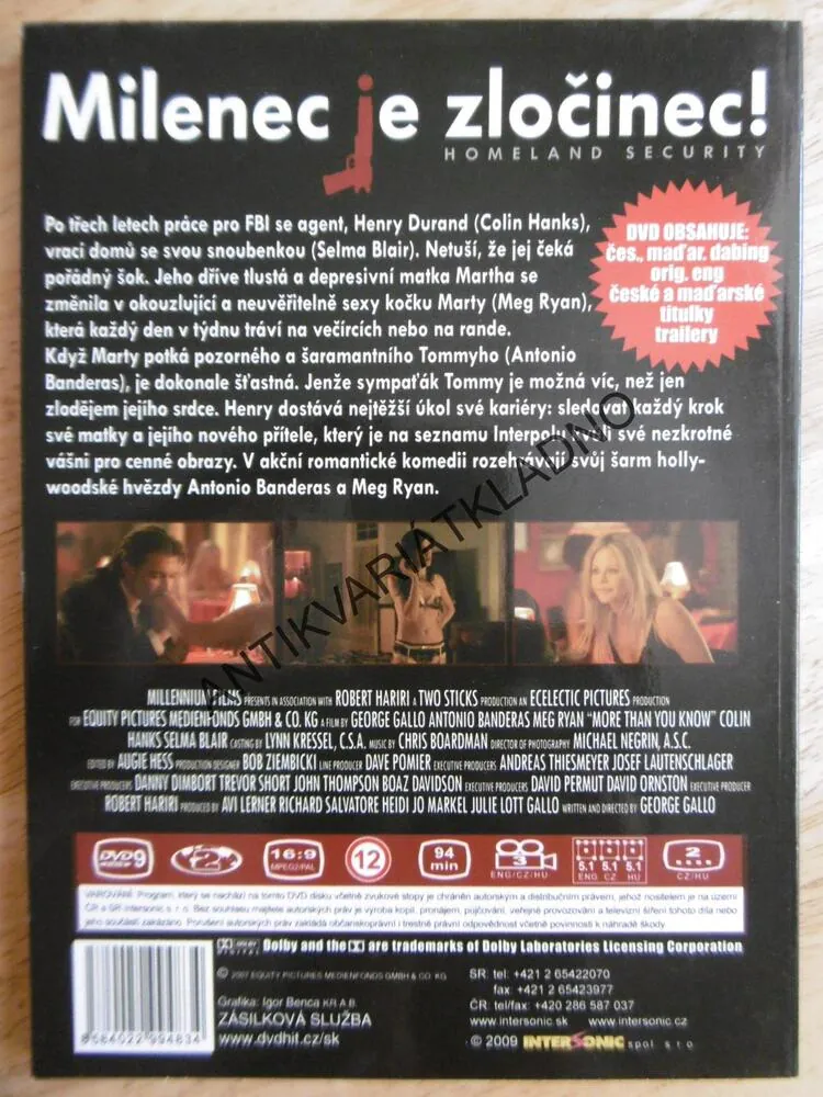 MILENEC JE ZLOČINEC!,  DVD FILM