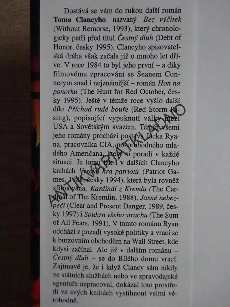 BEZ VÝČITEK, TOM CLANCY, **an