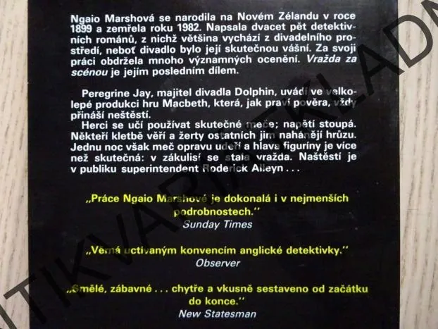 VRAŽDA ZA SCÉNOU, NGAIO MARSHOVÁ, **an