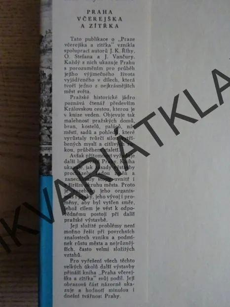 PRAHA, J. K. ŘÍHA, O. STEFAN, J. VANČURA, **an
