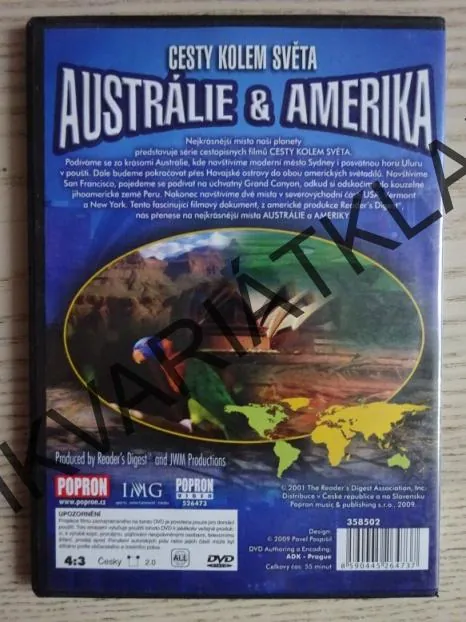 AUSTRÁLIE A AMERIKA, CESTY KOLEM SVĚTA, DVD FILM DOKUMENT