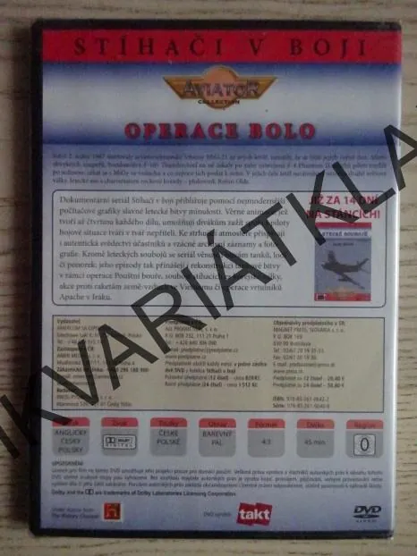 OPERACE BOLO, LETECKÉ SOUBOJE, DVD FILM DOKUMENT