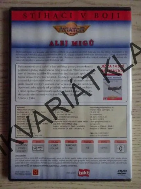ALEJ MIGŮ, LETECKÉ SOUBOJE, DVD FILM DOKUMENT