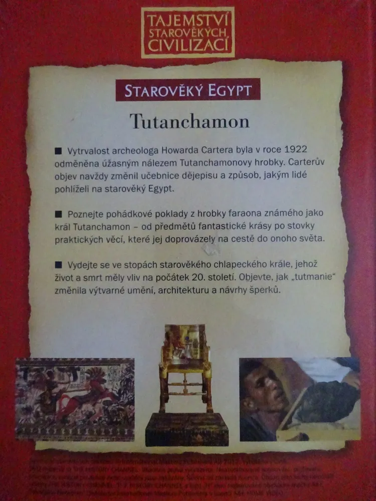 TUTANCHAMON, ODHALENÁ TAJEMSTVÍ, DVD FILM DOKUMENT