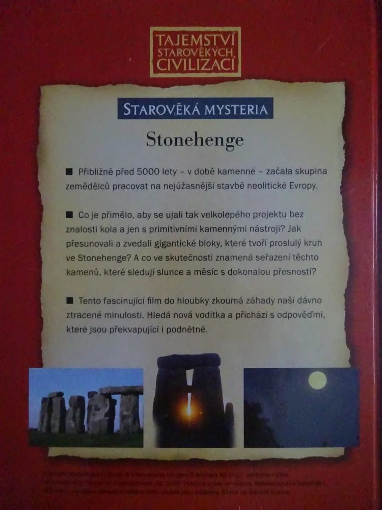 STONEHENGE, TAJEMSTVÍ STAROVĚKÉ PAMÁTKY, DVD FILM DOKUMENT