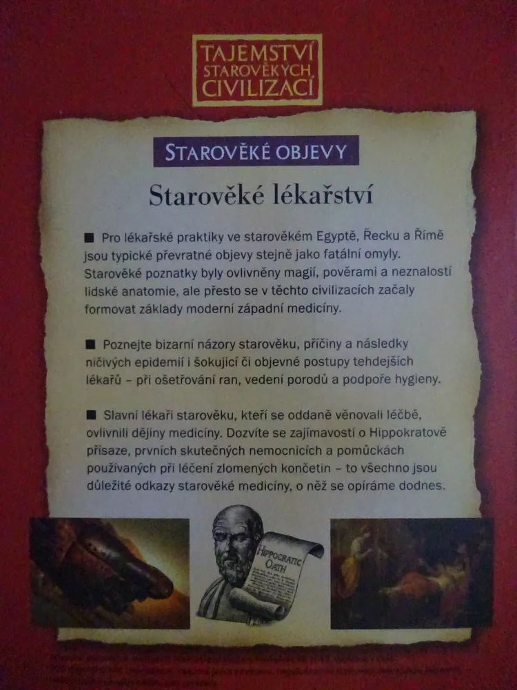 STAROVĚKÉ LÉKAŘSTVÍ, RANÉ LÉKAŘSKÉ PRAKTIKY, DVD FILM DOKUMENT