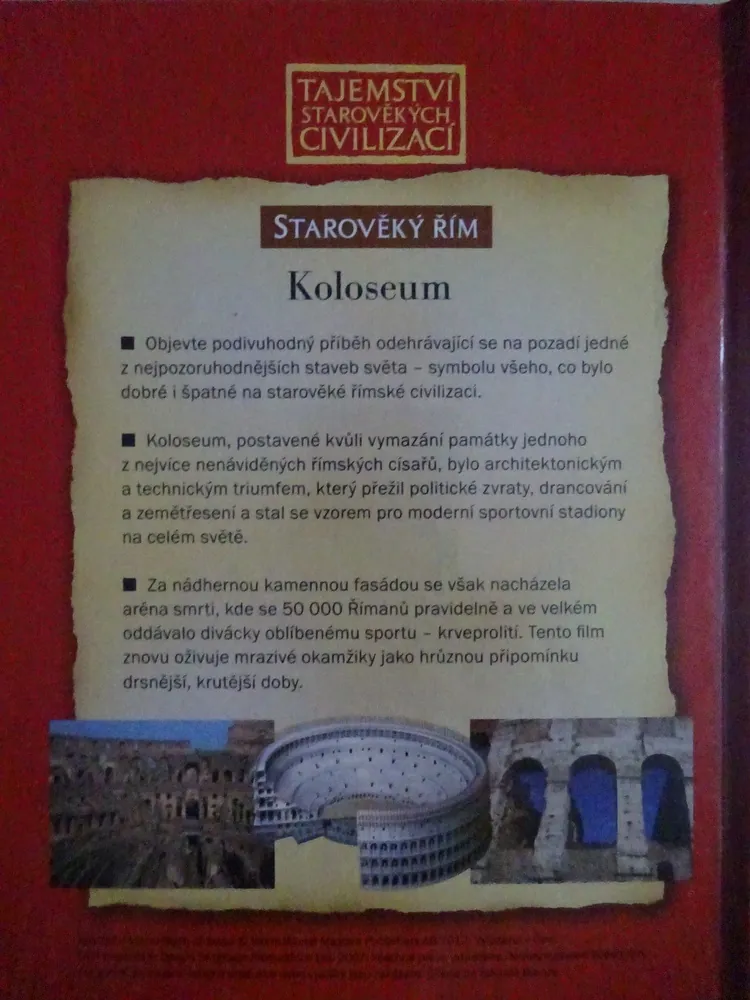 KOLOSEUM, ARÉNA SMRTI, ŘÍM, ITÁLIE, DVD FILM DOKUMENT